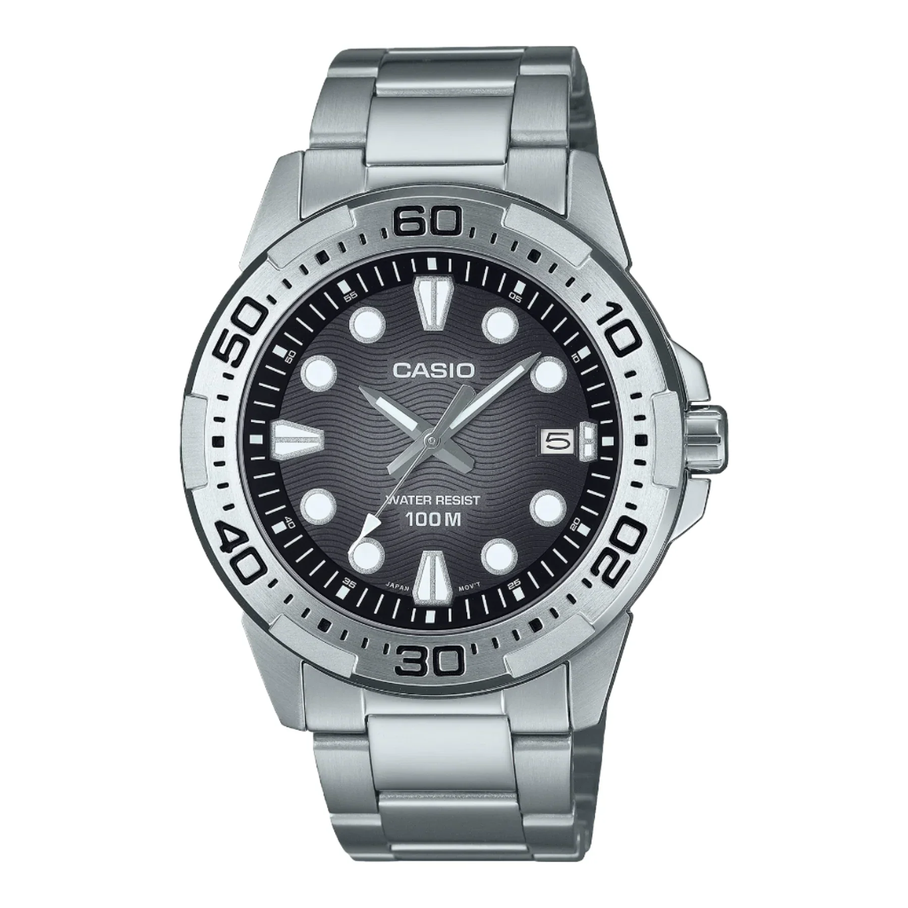 Casio Analogue Diver Black Dial Stainless Steel Watch MTD140D-1A